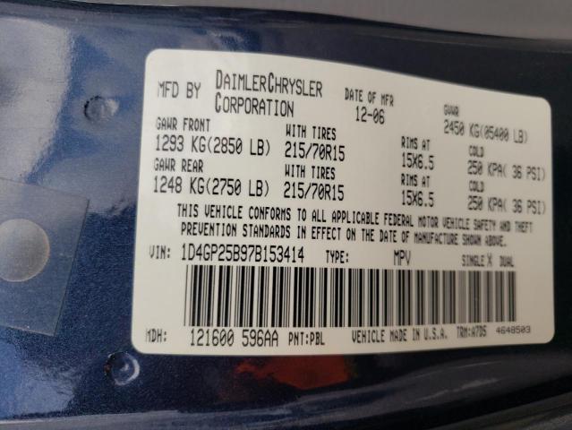 Photo 10 from auction – 2007 DODGE CARAVAN SE with VIN 1D4GP25B97B153414