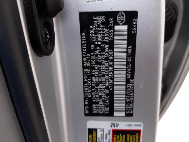 Photo 10 from auction – 2011 TOYOTA CAMRY BASE with VIN 4T1BF3EK8BU618807