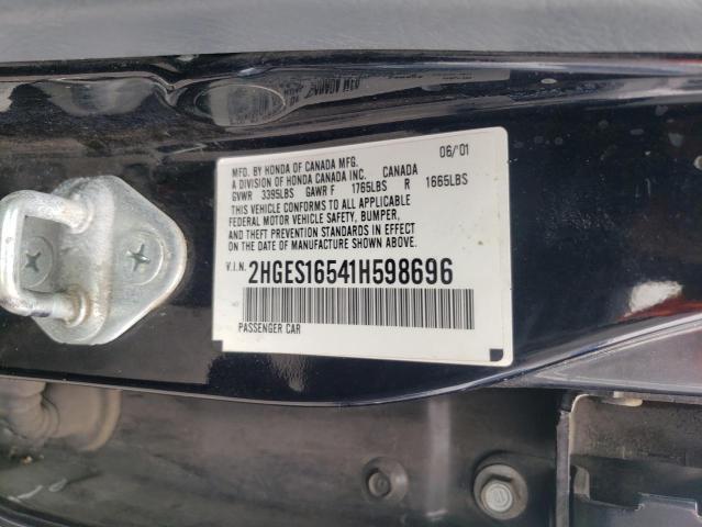 Photo 10 from auction – 2001 HONDA CIVIC LX with VIN 2HGES16541H598696