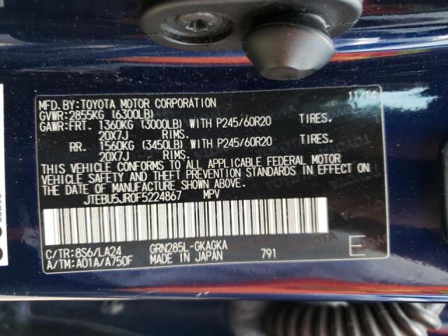 Photo 10 from auction – 2015 TOYOTA 4RUNNER SR with VIN JTEBU5JR0F5224867