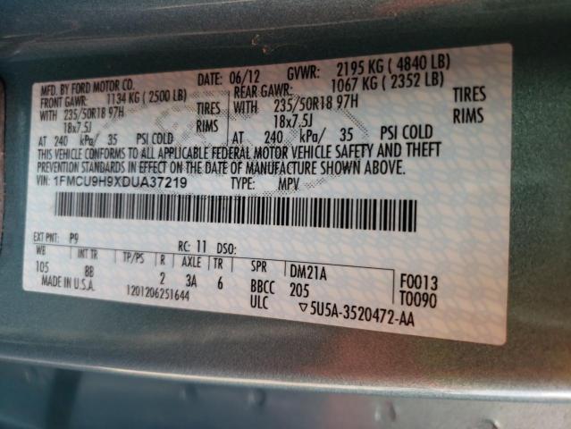 Photo 10 from auction – 2013 FORD ESCAPE SEL with VIN 1FMCU9H9XDUA37219