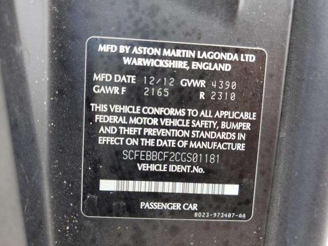Photo 10 from auction – 2012 ASTON MARTIN V12 VANTAG with VIN SCFEBBCF2CGS01181