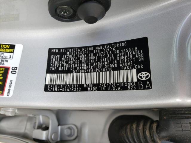 Photo 10 from auction – 2017 TOYOTA COROLLA L with VIN 5YFBURHE6HP618510