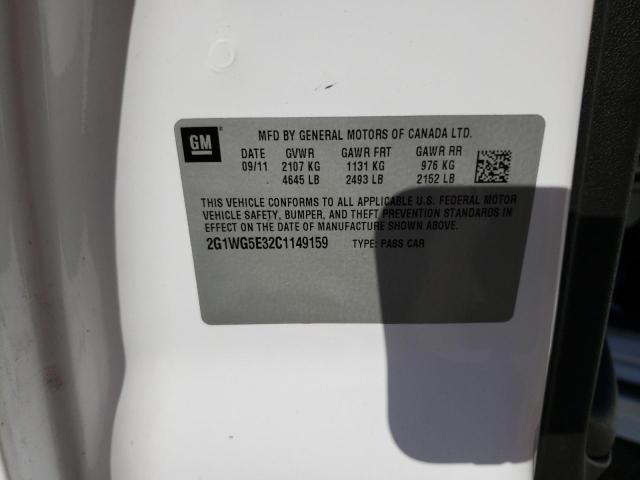 Photo 10 from auction – 2012 CHEVROLET IMPALA LT with VIN 2G1WG5E32C1149159