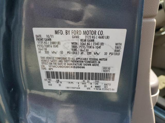 Photo 10 from auction – 2012 FORD ESCAPE XLT with VIN 1FMCU9DG9CKB26696