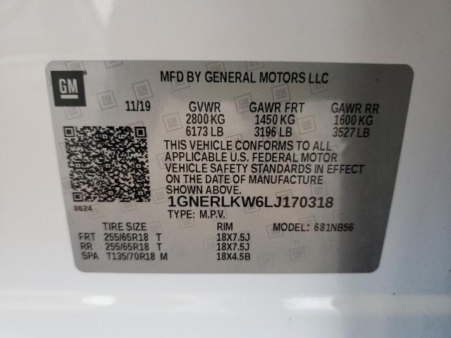 Photo 10 from auction – 2020 CHEVROLET TRAVERSE L with VIN 1GNERLKW6LJ170318