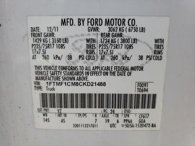 Photo 10 from auction – 2012 FORD F150 with VIN 1FTMF1CM8CKD21488
