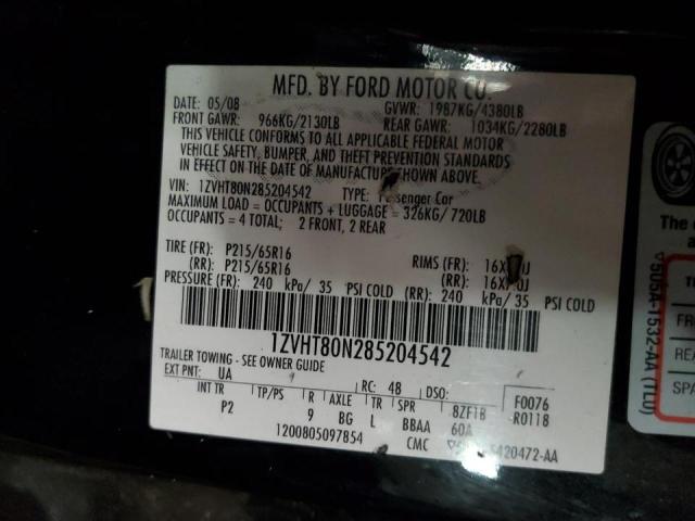 Photo 10 from auction – 2008 FORD MUSTANG with VIN 1ZVHT80N285204542