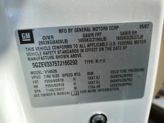 Photo 10 from auction – 2007 SATURN OUTLOOK SP with VIN 5GZEV33757J166292