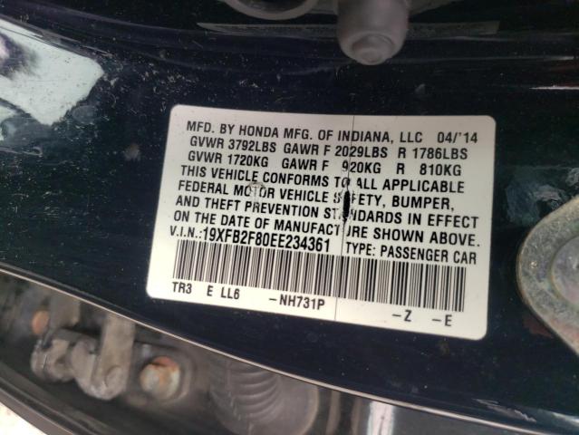 Photo 10 from auction – 2014 HONDA CIVIC EX with VIN 19XFB2F80EE234361