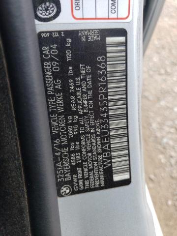 Photo 10 from auction – 2005 BMW 325 XI with VIN WBAEU33435PR16368