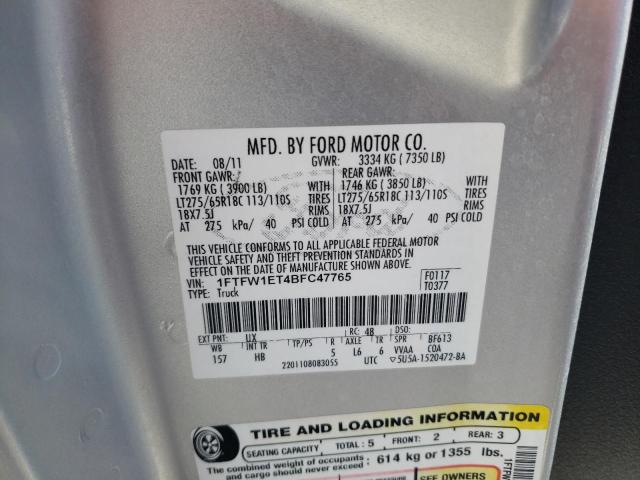 Photo 10 from auction – 2011 FORD F150 SUPER with VIN 1FTFW1ET4BFC47765