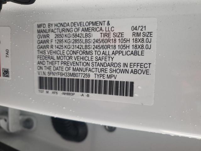 صورة رقم 10 من المزاد - 2021 HONDA PILOT EX مع VIN 5FNYF6H33MB077259