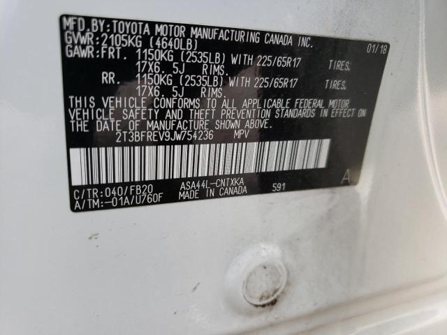 Photo 10 from auction – 2018 TOYOTA RAV4 LE with VIN 2T3BFREV9JW754236