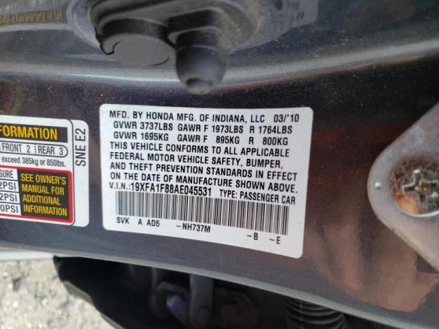 Photo 10 from auction – 2010 HONDA CIVIC EX with VIN 19XFA1F88AE045531