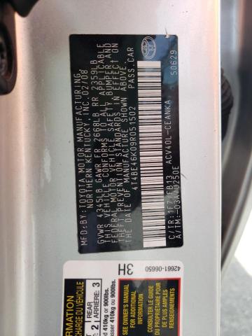 Photo 10 from auction – 2009 TOYOTA CAMRY BASE with VIN 4T4BE46K09R051502