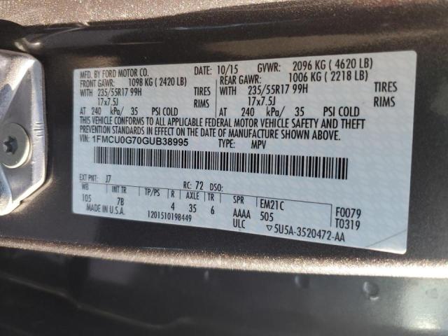 Photo 10 from auction – 2016 FORD ESCAPE SE with VIN 1FMCU0G70GUB38995