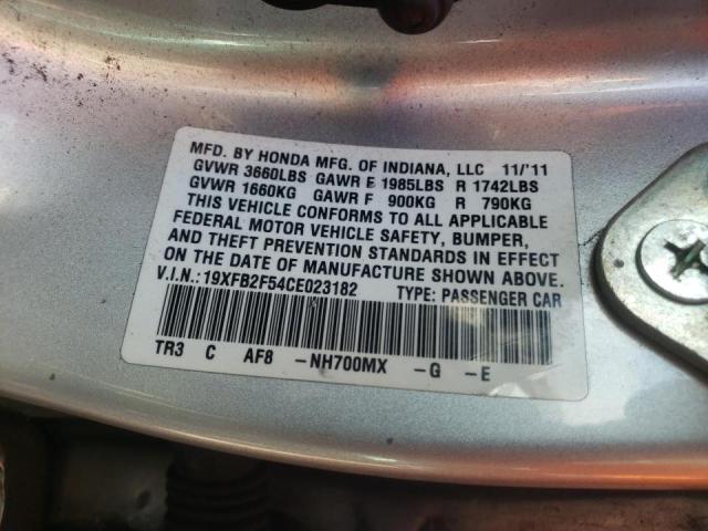 Photo 10 from auction – 2012 HONDA CIVIC LX with VIN 19XFB2F54CE023182