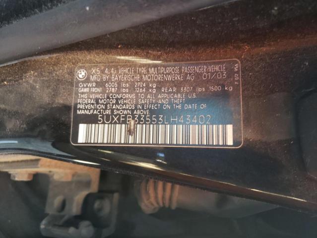 Photo 10 from auction – 2003 BMW X5 4.4I with VIN 5UXFB33553LH43402