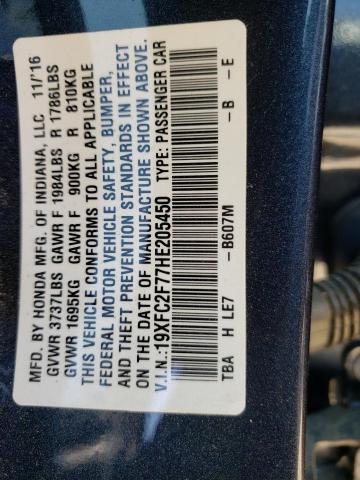 Photo 10 from auction – 2017 HONDA CIVIC EX with VIN 19XFC2F77HE205450