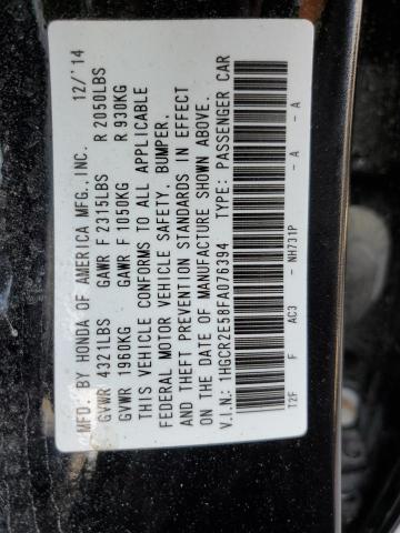Photo 10 from auction – 2015 HONDA ACCORD SPO with VIN 1HGCR2E58FA076394