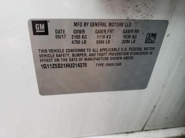 Photo 10 from auction – 2017 CHEVROLET IMPALA LS with VIN 1G11Z5S31HU214376