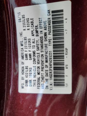 Photo 10 from auction – 2015 HONDA ACCORD EXL with VIN 1HGCR2F84FA265231