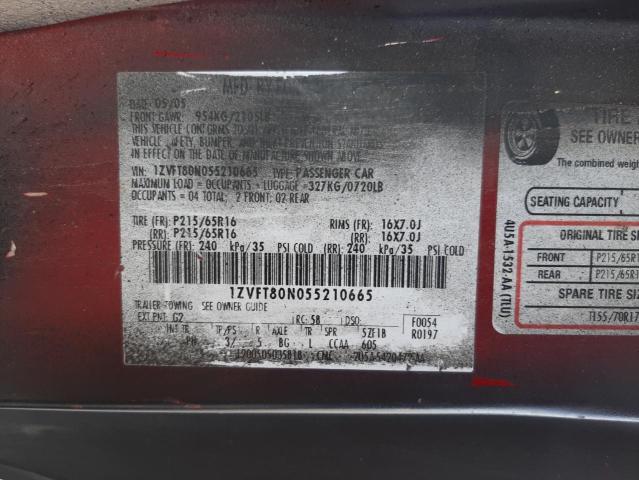 Photo 10 from auction – 2005 FORD MUSTANG with VIN 1ZVFT80N055210665