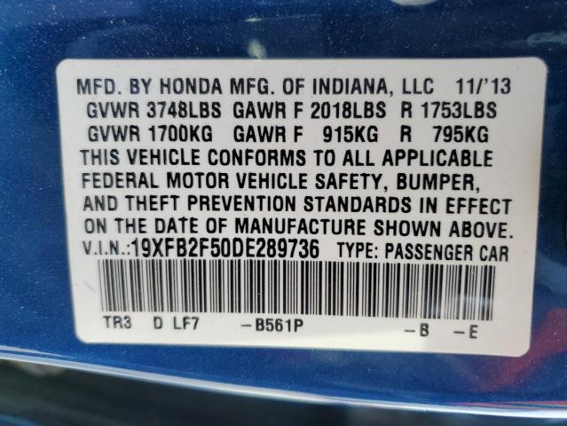 Photo 10 from auction – 2013 HONDA CIVIC LX with VIN 19XFB2F50DE289736