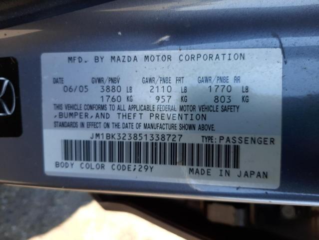 Photo 10 from auction – 2005 MAZDA 3 S with VIN JM1BK323851338727