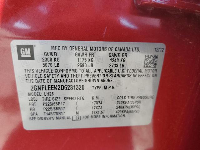 Photo 10 from auction – 2013 CHEVROLET EQUINOX LT with VIN 2GNFLEEK2D6231320