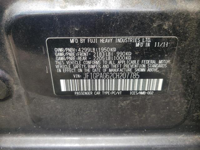 Photo 10 from auction – 2012 SUBARU IMPREZA LI with VIN JF1GPAG62CH207785