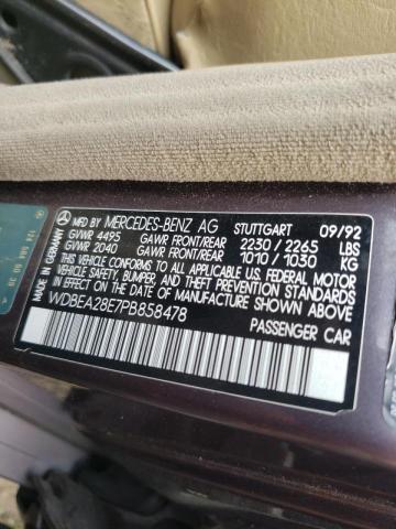 Photo 10 from auction – 1993 MERCEDES-BENZ 300 E 2.8 with VIN WDBEA28E7PB858478