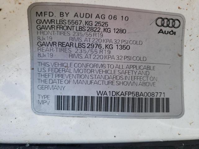 Снимка 10 от търг – 2011 AUDI Q5 PREMIUM с VIN WA1DKAFP5BA008771