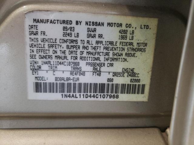 Photo 10 from auction – 2004 NISSAN ALTIMA SE with VIN 1N4AL11D44C107968