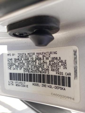 Фото 10 с аукциона – 2012 TOYOTA COROLLA BA с VIN 5YFBU4EE5CP024913