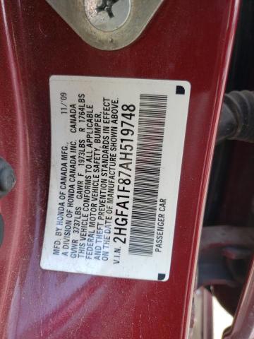 Photo 10 from auction – 2010 HONDA CIVIC EX with VIN 2HGFA1F87AH519748