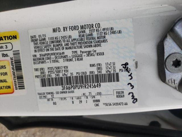 Photo 10 from auction – 2015 FORD FUSION SE with VIN 3FA6P0PU9FR245649