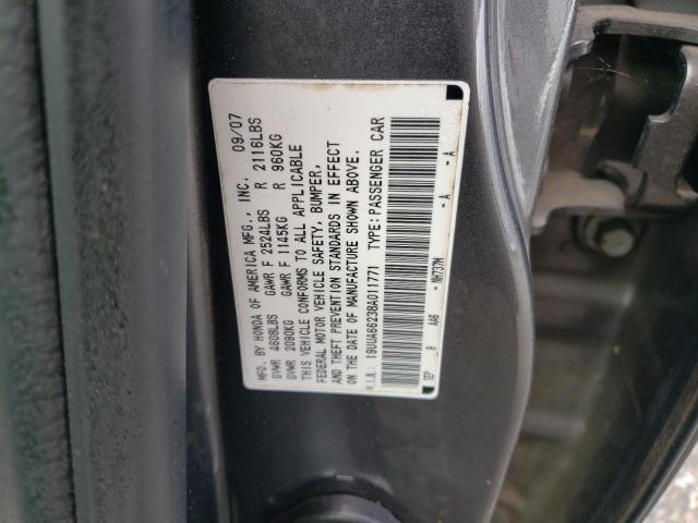 Photo 10 from auction – 2008 ACURA TL with VIN 19UUA66238A011771