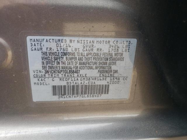 Photo 10 from auction – 2016 NISSAN VERSA S with VIN 3N1CN7AP7GL858407