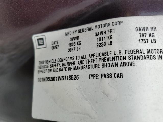 Photo 10 from auction – 1998 CHEVROLET MALIBU with VIN 1G1ND52M1W6113526