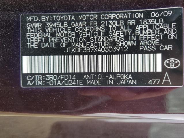 Photo 10 from auction – 2010 TOYOTA SCION TC with VIN JTKDE3B7XA0303912