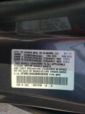 Photo 10 from auction – 2011 HONDA ODYSSEY EX with VIN 5FNRL5H63BB036936