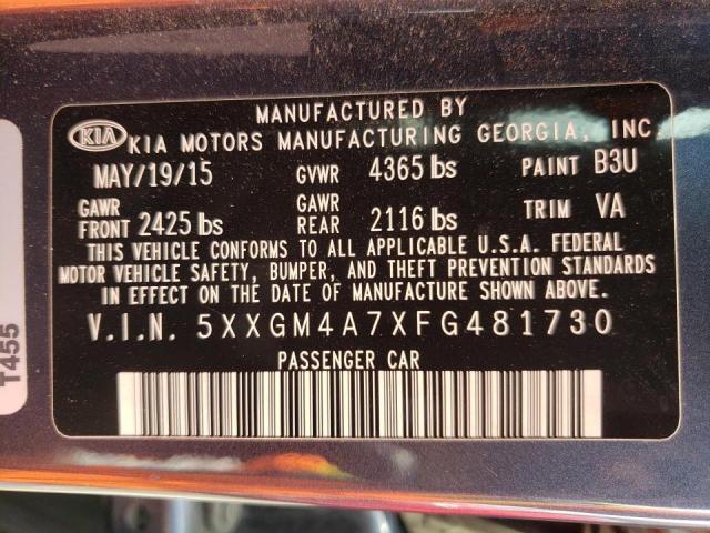 Photo 10 from auction – 2015 KIA OPTIMA LX with VIN 5XXGM4A7XFG481730