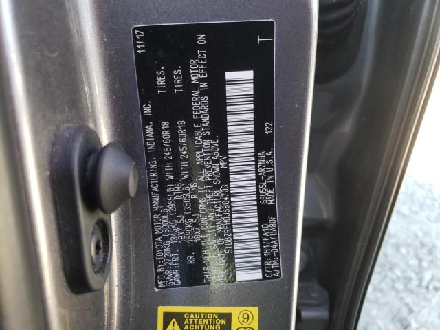 Photo 10 from auction – 2018 TOYOTA HIGHLANDER with VIN 5TDBZRFH0JS804703