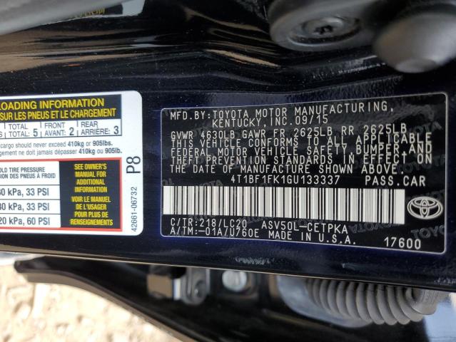 Photo 10 from auction – 2016 TOYOTA CAMRY LE with VIN 4T1BF1FK1GU133337