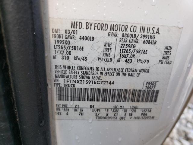 Photo 10 from auction – 2001 FORD F250 SUPER with VIN 1FTNX21S91EC72144