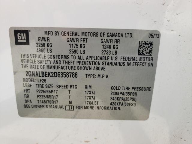 Photo 10 from auction – 2013 CHEVROLET EQUINOX LS with VIN 2GNALBEK2D6358786