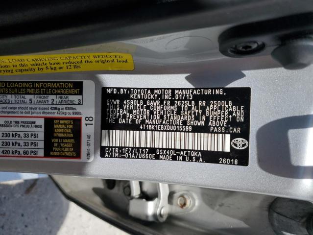 Photo 10 from auction – 2013 TOYOTA AVALON BAS with VIN 4T1BK1EBXDU015599