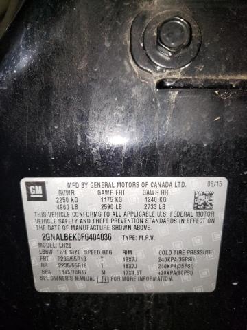 Photo 10 from auction – 2015 CHEVROLET EQUINOX LT with VIN 2GNALBEK0F6404036